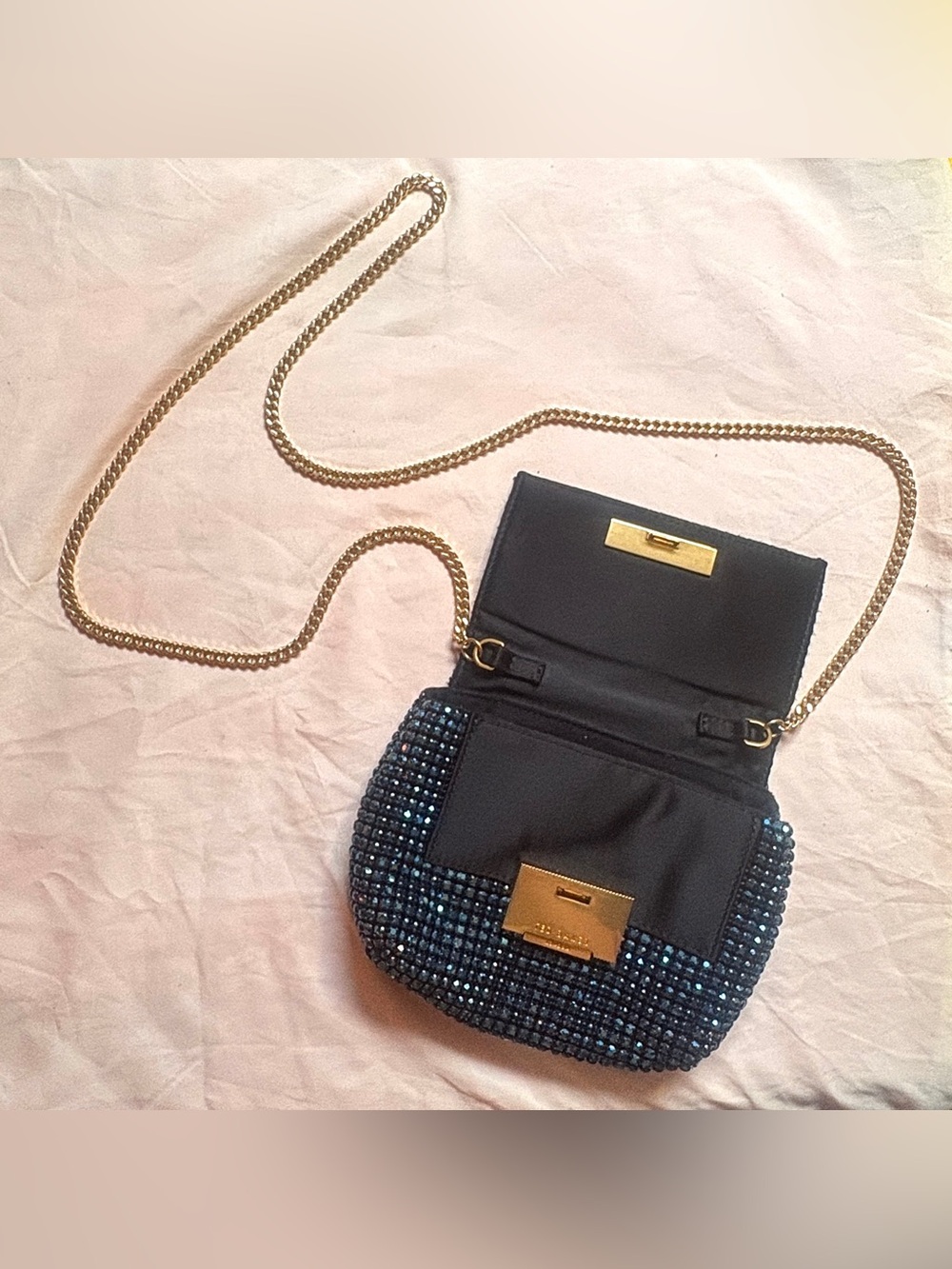 Ted Baker GLITERS Crystal Mini Crossbody Bag Blue - Picture 3 of 11